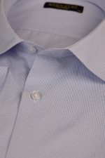 Cămașă bleu deschis casual cu carouri mici