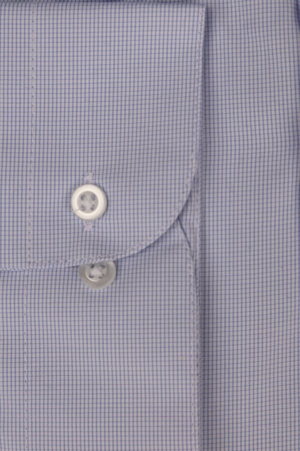 Cămașă bleu deschis casual cu carouri mici