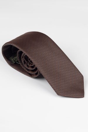 Cravată print cu puncte maro, pentru domni cu personalitate