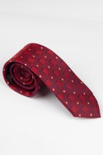 Cravată print roșu cu pătrate, pentru domni cu personalitate