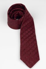 Cravată print cu romburi bordo