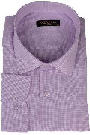 Cămașă lila deschis casual cu carouri mici