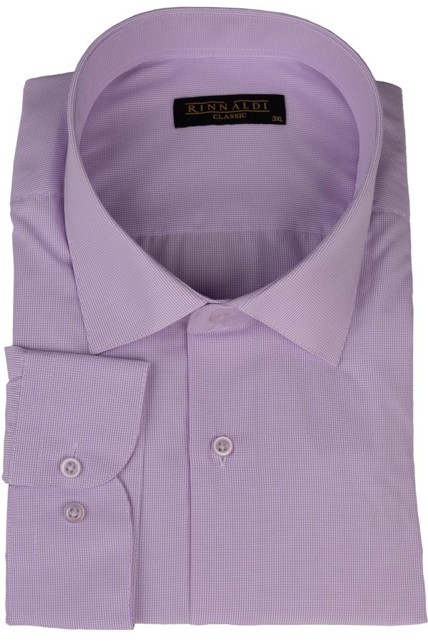 Cămașă lila deschis casual cu carouri mici