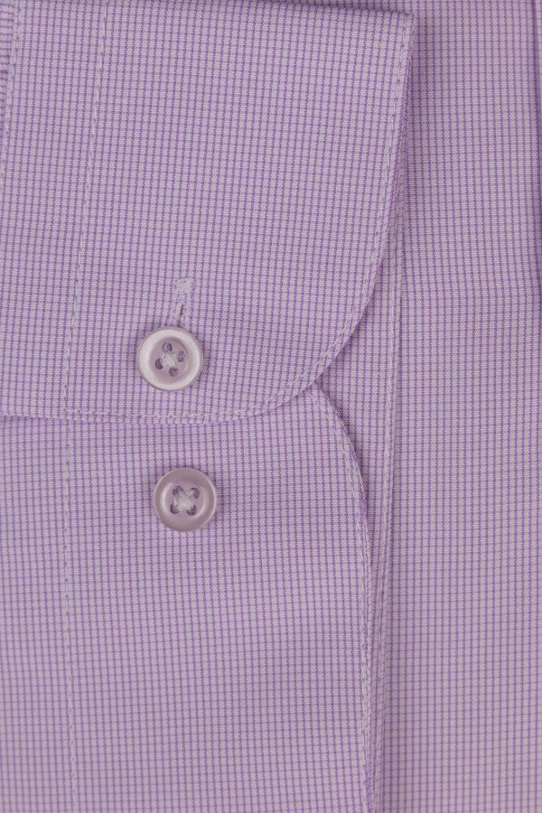Cămașă lila deschis casual cu carouri mici