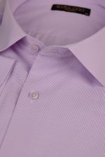 Cămașă lila deschis casual cu carouri mici