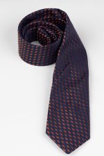 Cravată print cu puncte arămii pe fond bleumarin