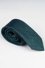 Cravată print romburi verde