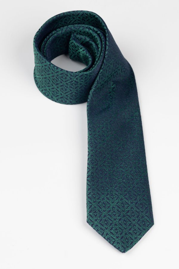 Cravată print romburi verde