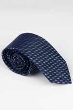 Cravată print cu puncte bleu pe fond bleumarin