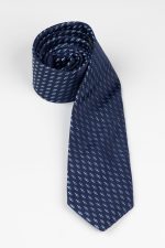Cravată print cu puncte bleu pe fond bleumarin