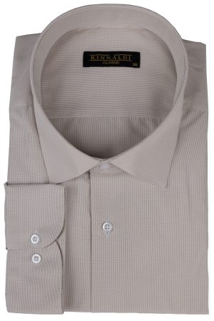 Cămașă bej casual cu carouri mici