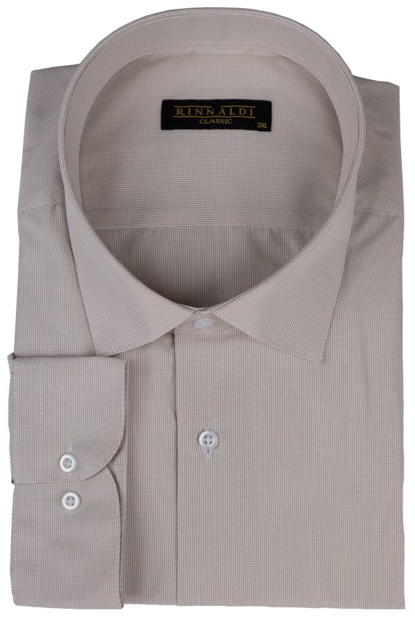 Cămașă bej casual cu carouri mici