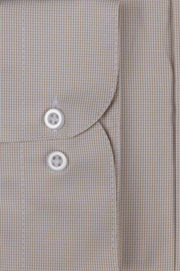 Cămașă bej casual cu carouri mici