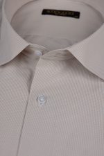 Cămașă bej casual cu carouri mici