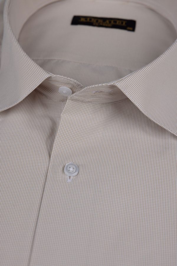 Cămașă bej casual cu carouri mici