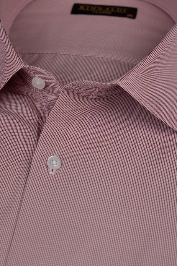 Cămașă bordo/bordeux casual cu carouri mici