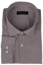 Cămașă maro casual cu carouri mici