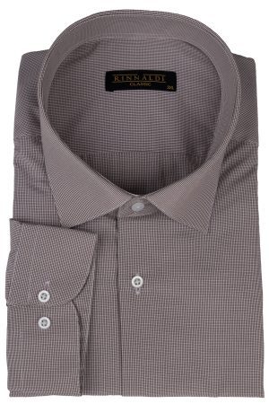 Cămașă maro casual cu carouri mici