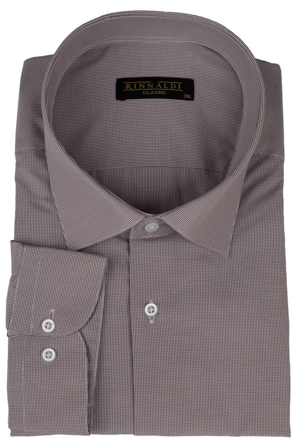 Cămașă maro casual cu carouri mici