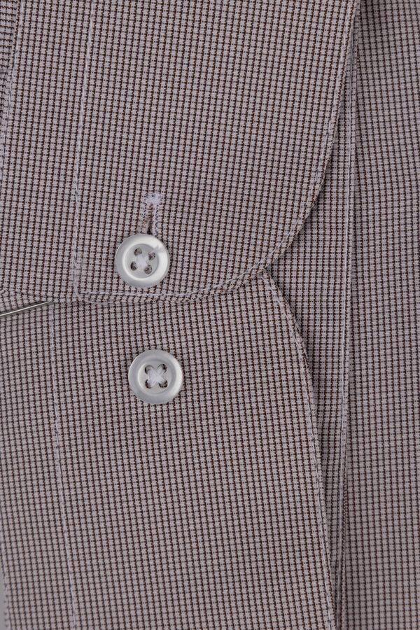 Cămașă maro casual cu carouri mici