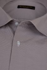 Cămașă maro casual cu carouri mici