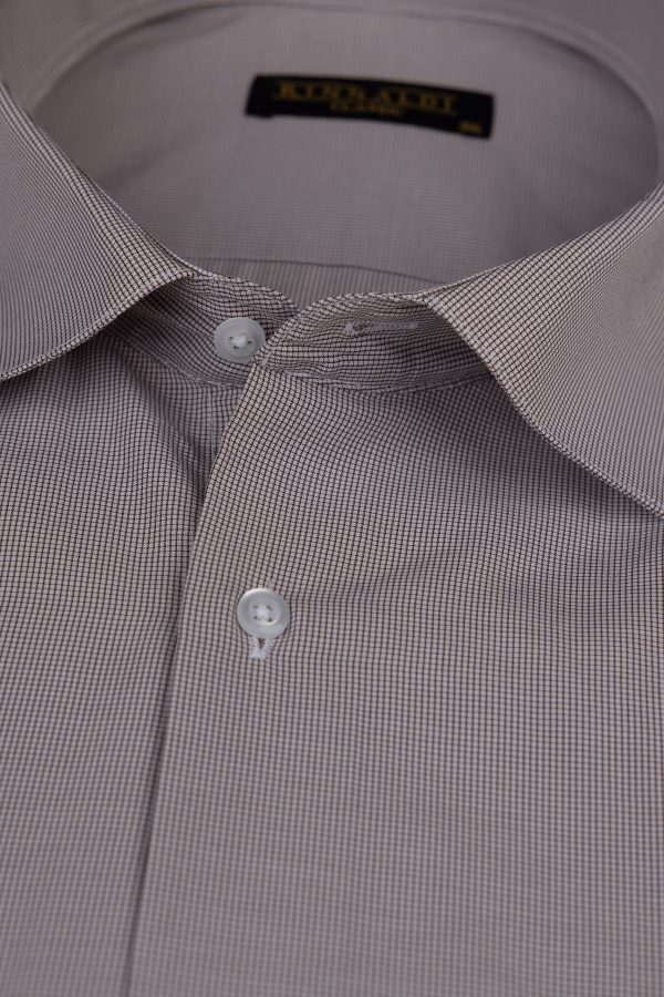 Cămașă maro casual cu carouri mici