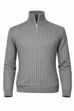 Pulover gri casual cu fermoar