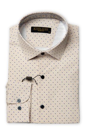 Cămașă muștar slim bărbați, cu guler clasic și imprimeu grafic