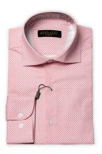 Cămașă somon slim bărbați, cu guler italian și imprimeu puncte