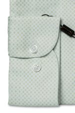 Cămașă verde mentă slim bărbați, cu guler italian și imprimeu puncte