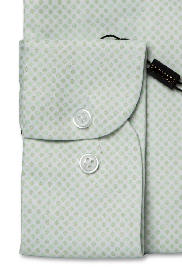 Cămașă verde mentă slim bărbați, cu guler italian și imprimeu puncte