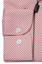 Cămașă somon slim bărbați, cu guler italian și imprimeu puncte