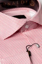 Cămașă somon slim bărbați, cu guler italian și imprimeu puncte